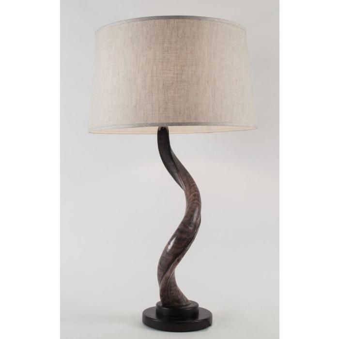 Kudu Horn Table Lamp with Wooden Round Base