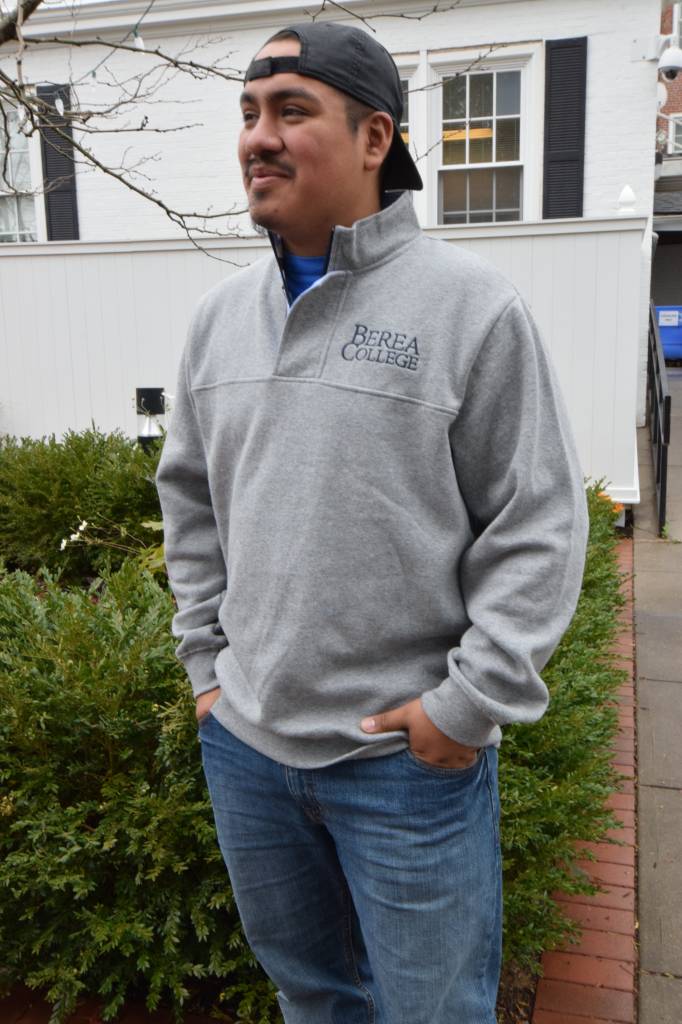 Pullover, Gray, Mens, 1/4 Zip with Button, BC - Berea College Shoppe