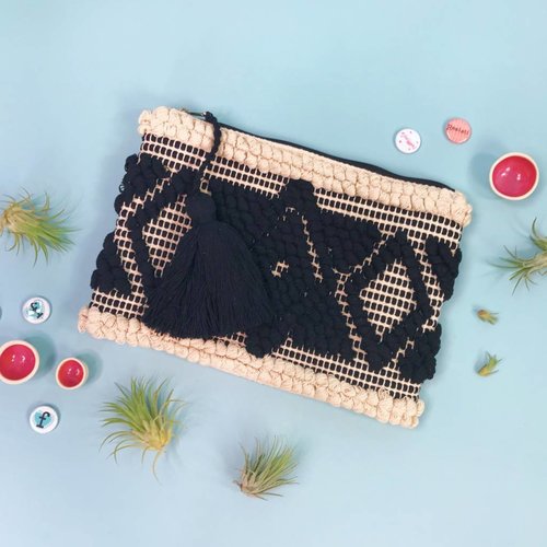 Ink & Alloy Loomed Clutch - Natural Black Ink & Alloy Loomed Clutch - Natural Black