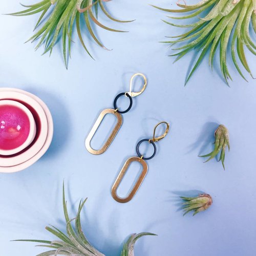Nicole Weldon Steph 2 Tone Oval Earring Nicole Weldon Steph 2 Tone Oval Earring