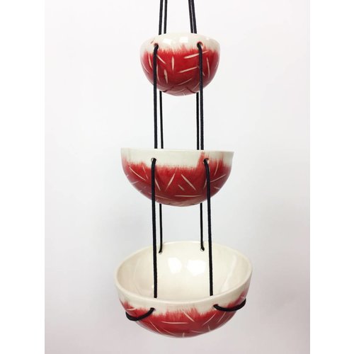 Tiered Hanging Bowls - Red Slash Tiered Hanging Bowls - Red Slash