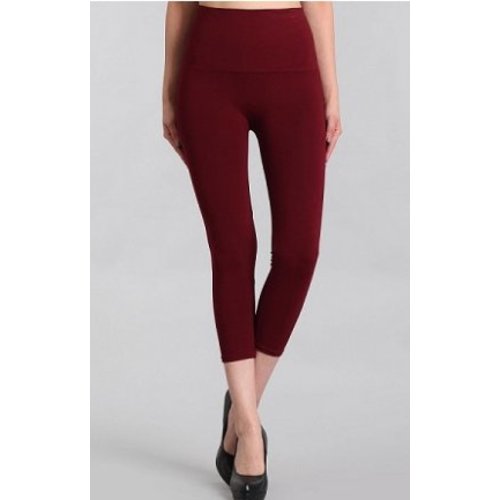 M Rena Tummy Tuck Cropped Leggings - Burgundy M Rena Tummy Tuck Cropped Leggings - Burgundy