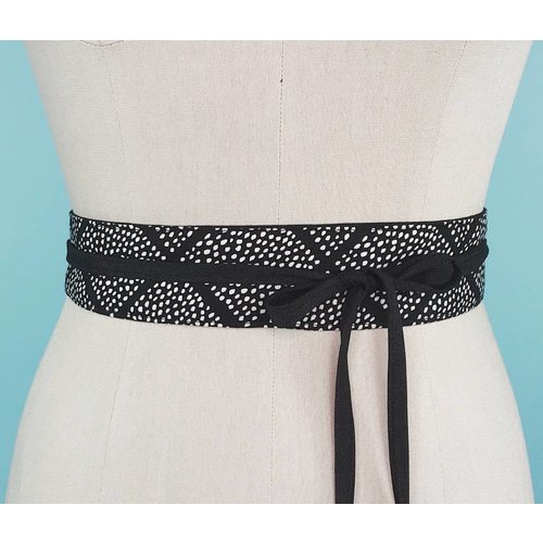 Sarah Bibb Mini Obi Belt- X Spot with Coal Ties Sarah Bibb Mini Obi Belt- X Spot with Coal Ties