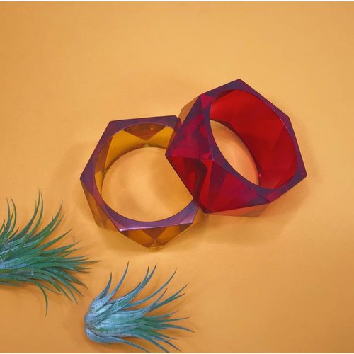 Ink & Alloy Faceted Bangle - Multi Colors Ink & Alloy Faceted Bangle - Multi Colors