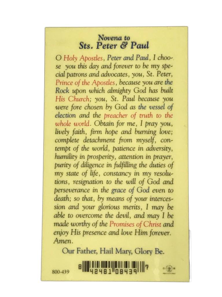 Novena to St. Peter and Paul Prayer Card The ACTS Mission Store