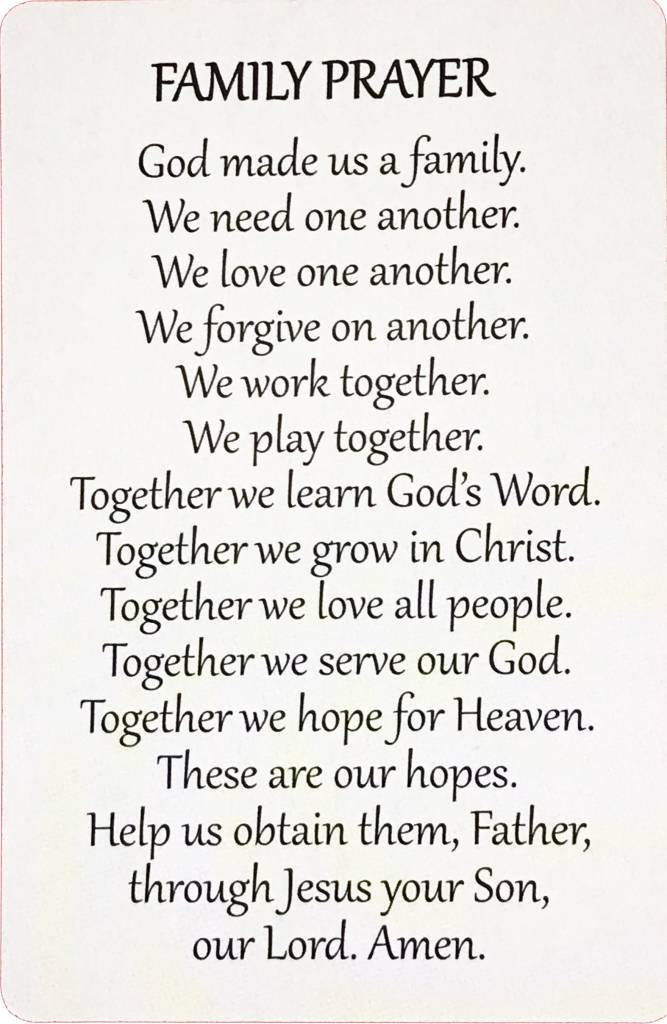 Family Wallet Prayer Card The ACTS Mission Store