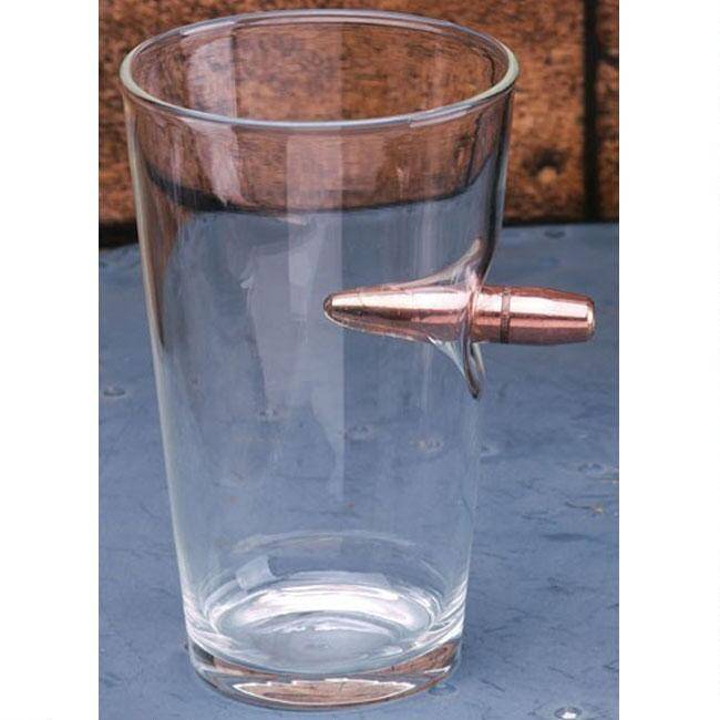 lucky shot .50 caliber pint glass