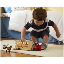 Melissa & Doug Horse Carrier Wooden Vehicles Play Set