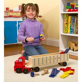 Melissa & Doug Big Rig Building Truck Wooden Play Set