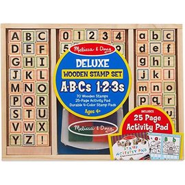 Melissa & Doug Deluxe Wooden Stamp Set - ABCs & 123s