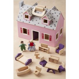 Melissa & Doug Wooden Fold & Go Mini Dollhouse