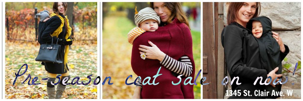 Annual babywearing coat and maternity coat sale is on at our Toronto store & online!