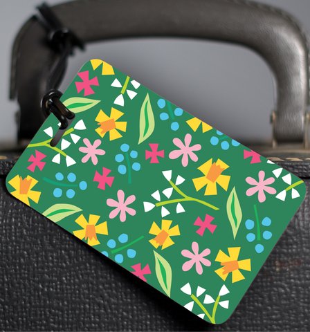 floral luggage tag