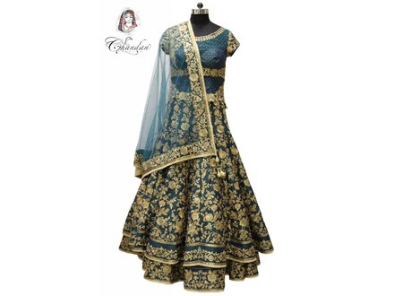 Peacock Green Embroidered bridal Lehenga Choli Peacock Green Embroidered bridal Lehenga Choli