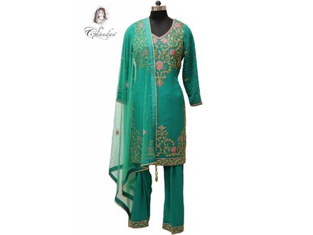 Dark Green Embroidered Salwaar Kameez Dark Green Embroidered Salwaar Kameez
