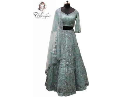 Sea Green Party Wear lehenga Choli 38 Sea Green Party Wear lehenga Choli 38