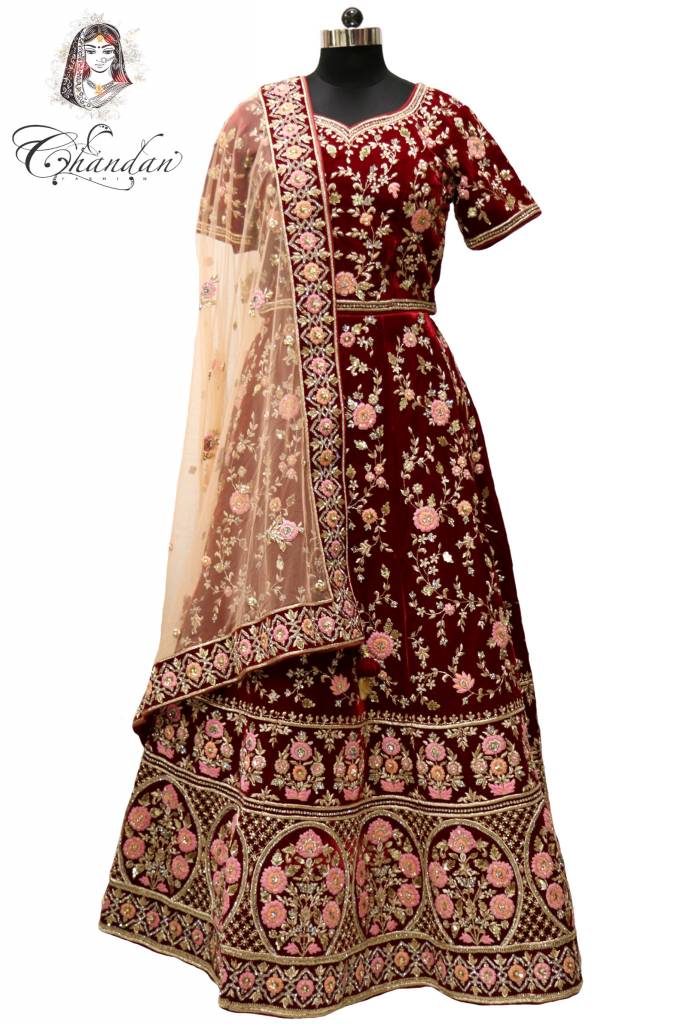 plain maroon lehenga choli