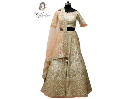 Heavy Cream & Peach Bridal Lehenga Choli 34 Heavy Cream & Peach Bridal Lehenga Choli 34