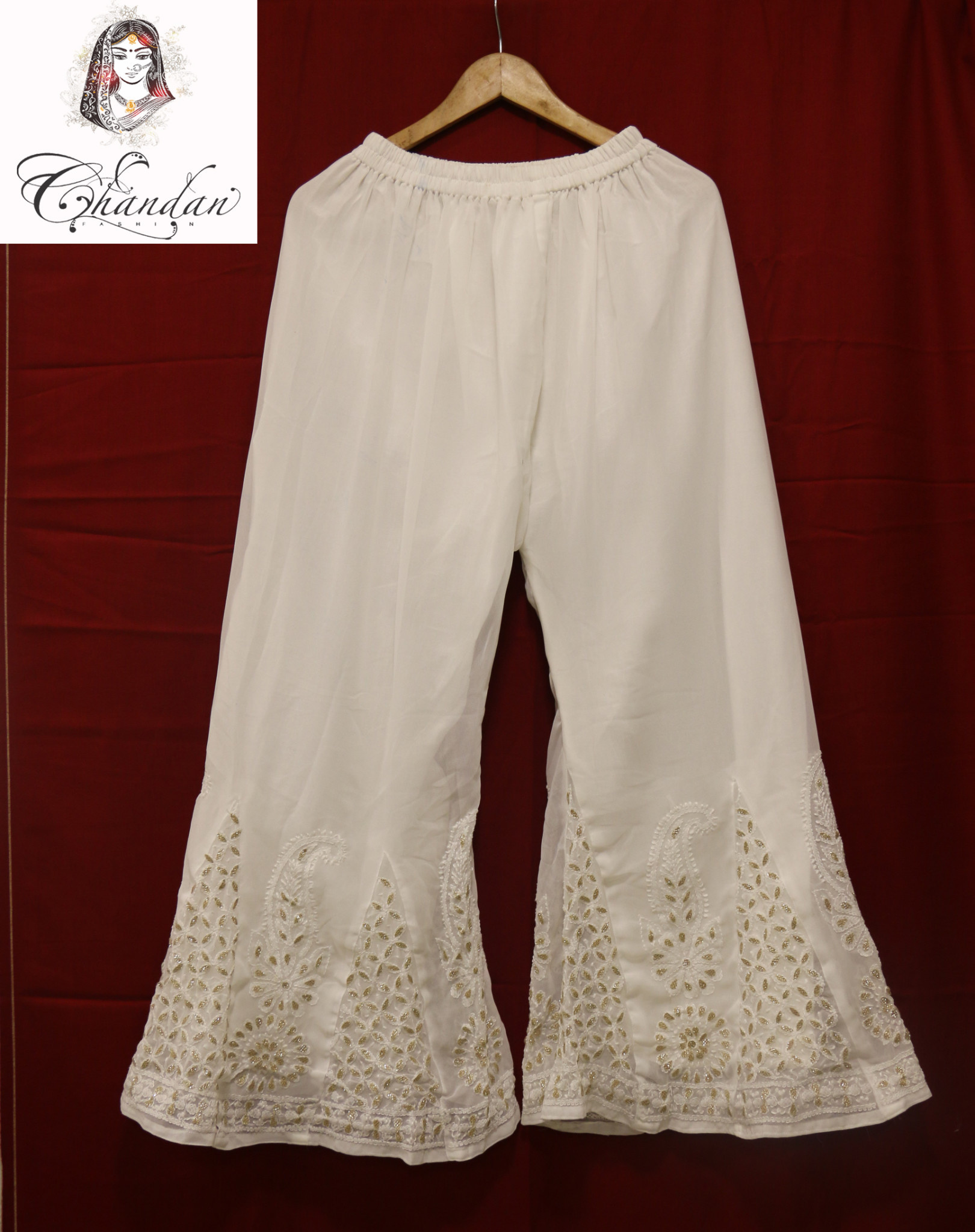 Womens off white plazo - Chandan Fashion