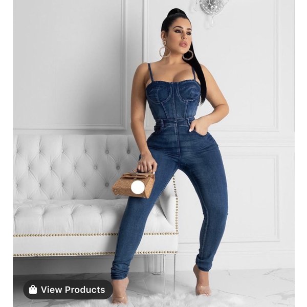 BUSTIER DENIM JUMPSUIT SIT"N"PRETTY BOUTIQUE LLC