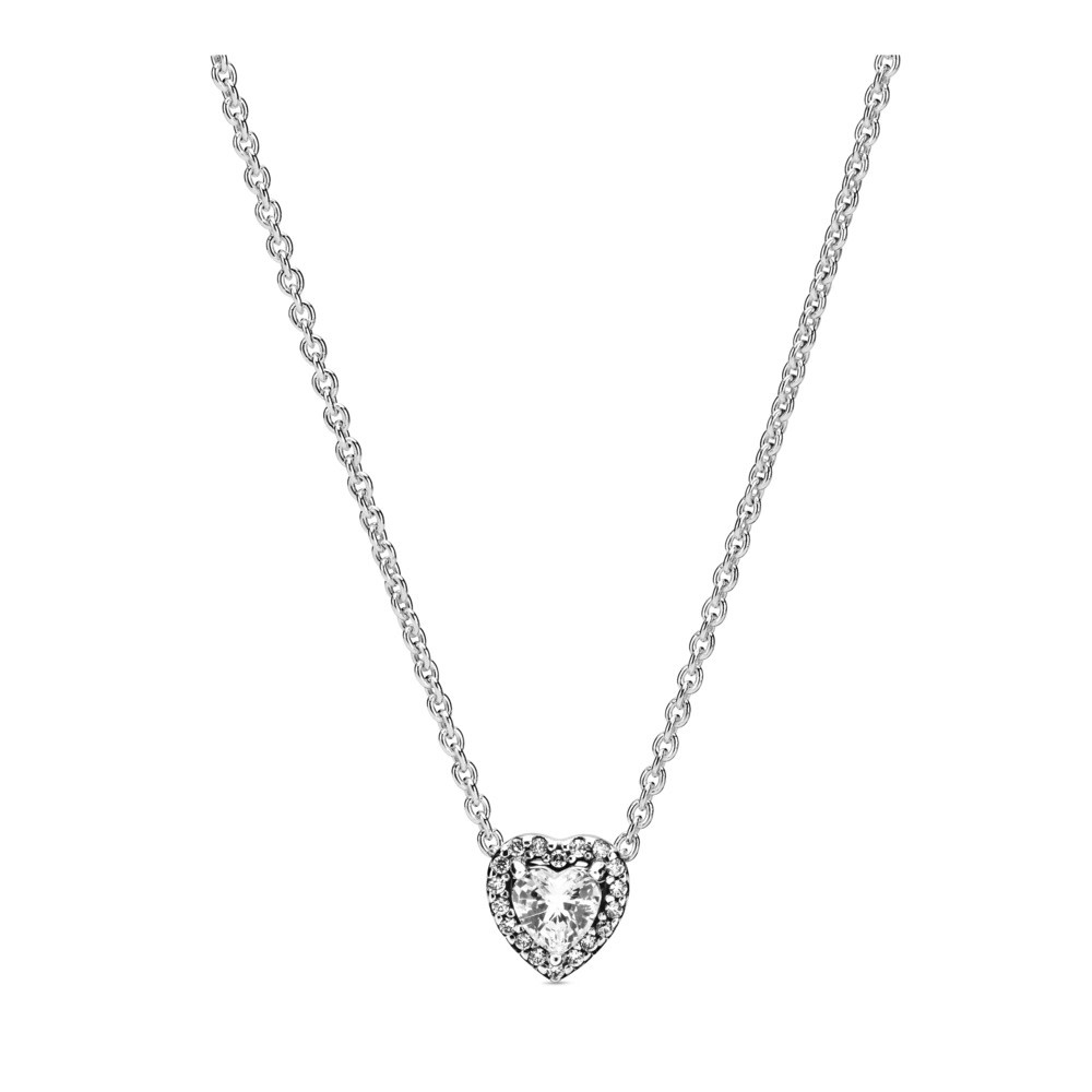 PANDORA Necklace, Elevated Heart, Clear CZ 45 cm / 17.7 in American