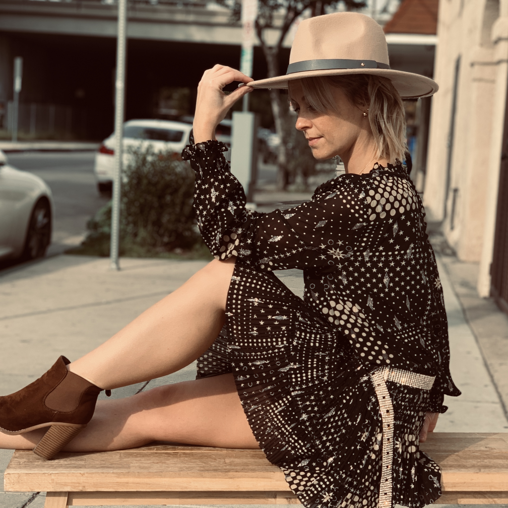 Abstract Glitter Pleated Mini Dress