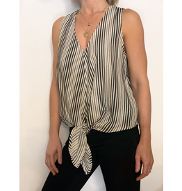 Cotton Stripe Front Tie Top