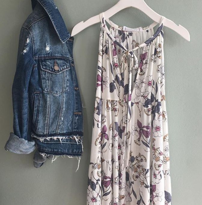 Floral Outline Tiered Dress