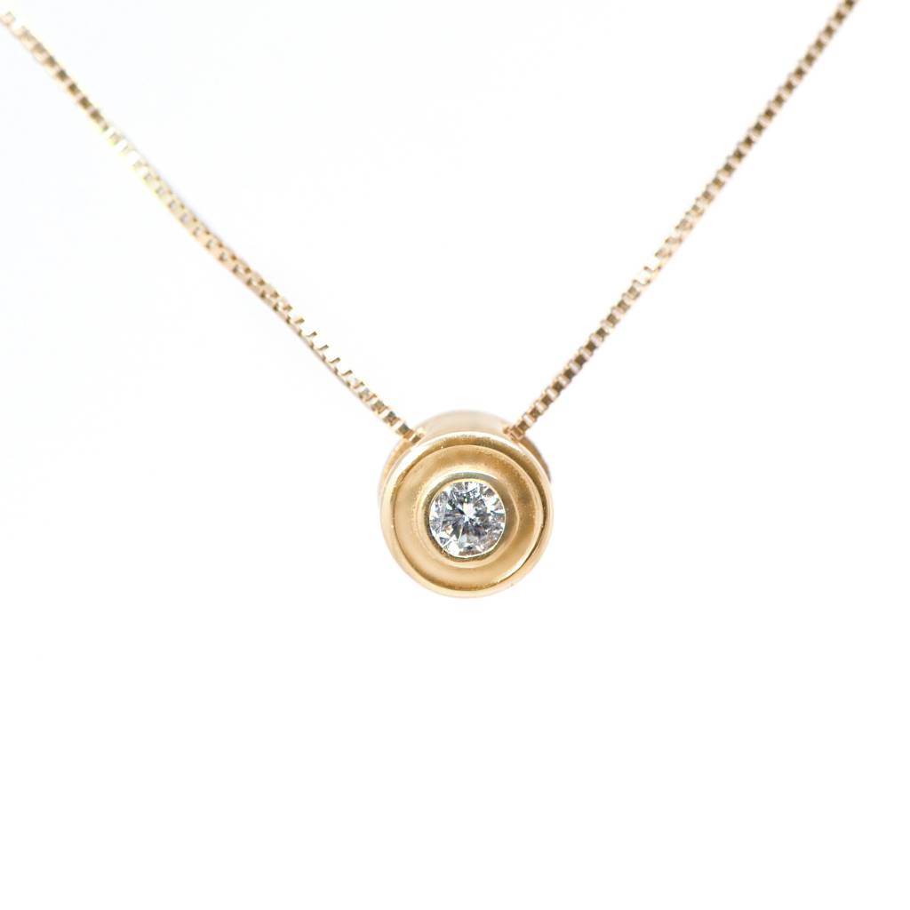 14k Yellow Gold Bezel Set Diamond Necklace 0 10ct Heather S Jewelry 14k Yellow Gold Bezel Set Diamond Necklace 0 10ct 16in