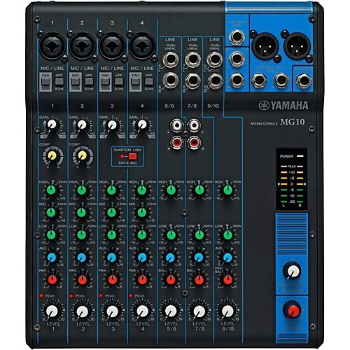 Yamaha 10 Channel Mini Mixer, 4 XLR inputs, 3 stereo channels