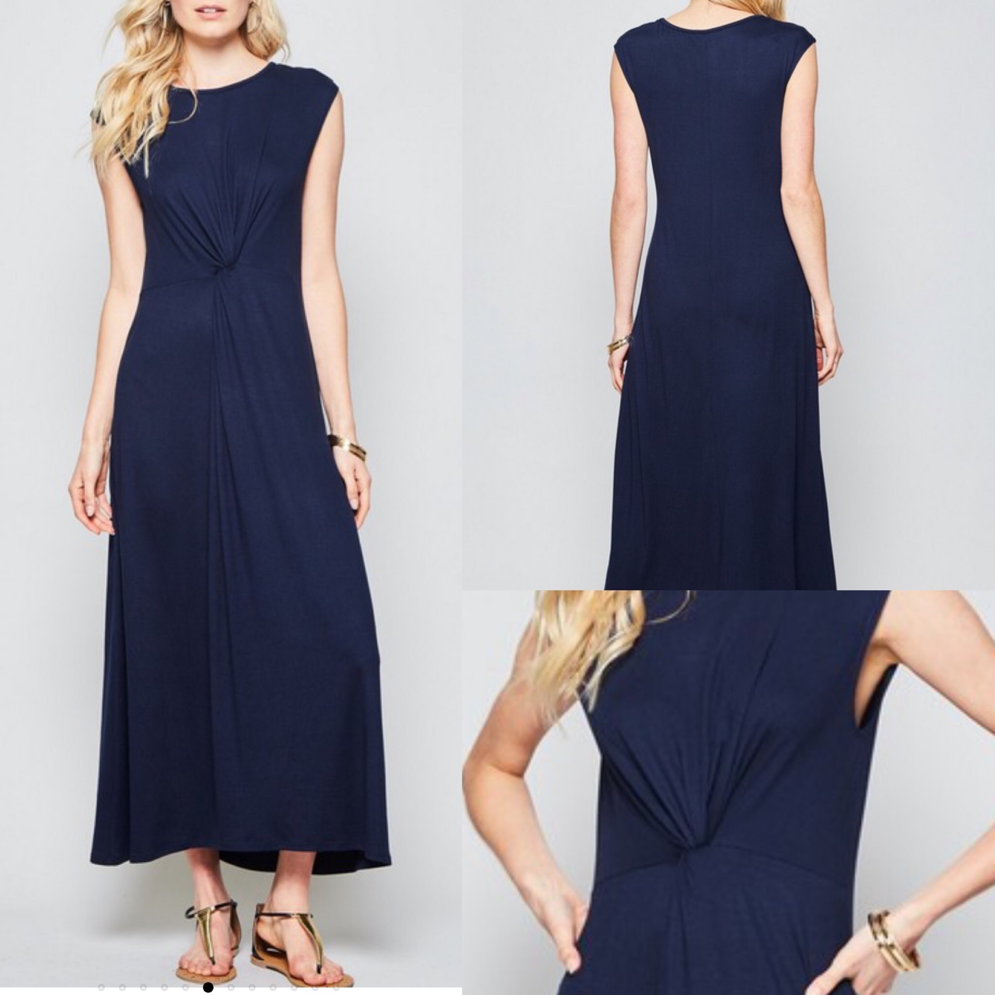 Twisted Front Maxi Dress Navy Style Me Boutique