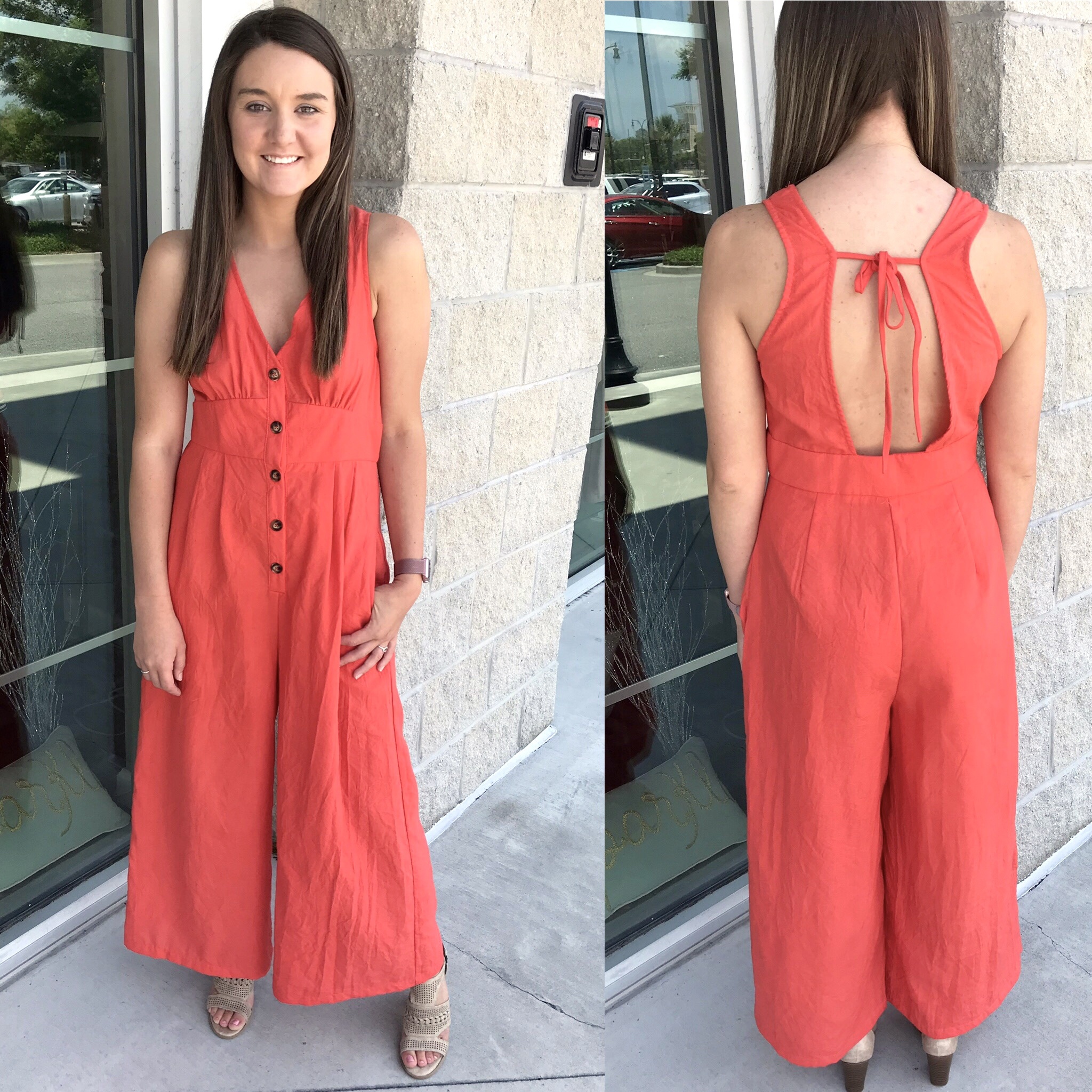 button down jumpsuit
