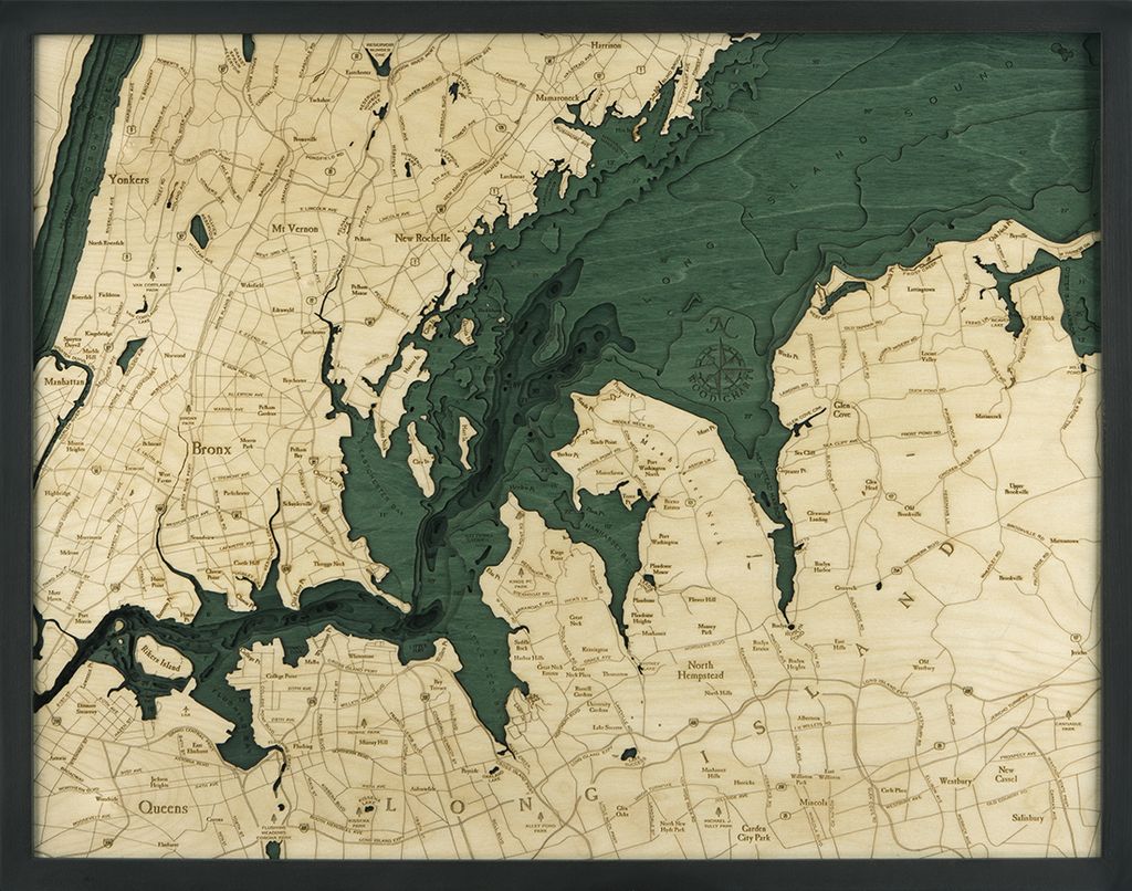 Rare Earth Gallery West Long Island Sound Ny Bathymetric 3 D Wood West Long Island Sound Ny Bathymetric 3 D Wood Carved Nautical Chart