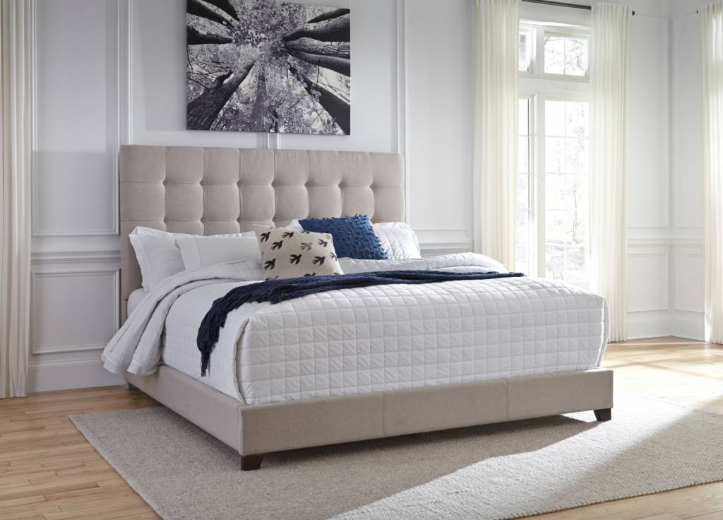 Contemporary Upholstered Beds King Upholstered Bed Cream B130582 HVL Electronics & Furniture