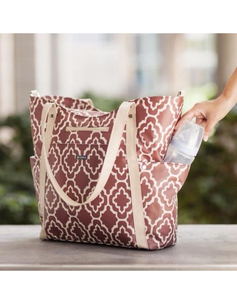 Jj Cole Red Trellis Bucket Tote Diaper Bag