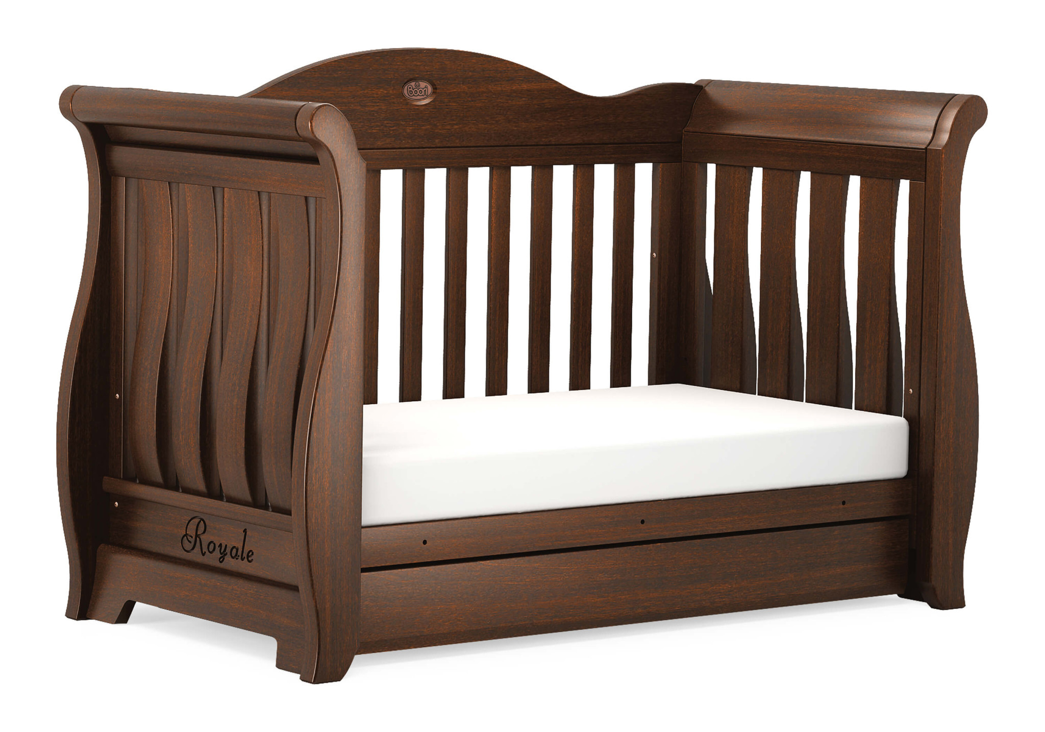boori sleigh royale cot bed mattress size