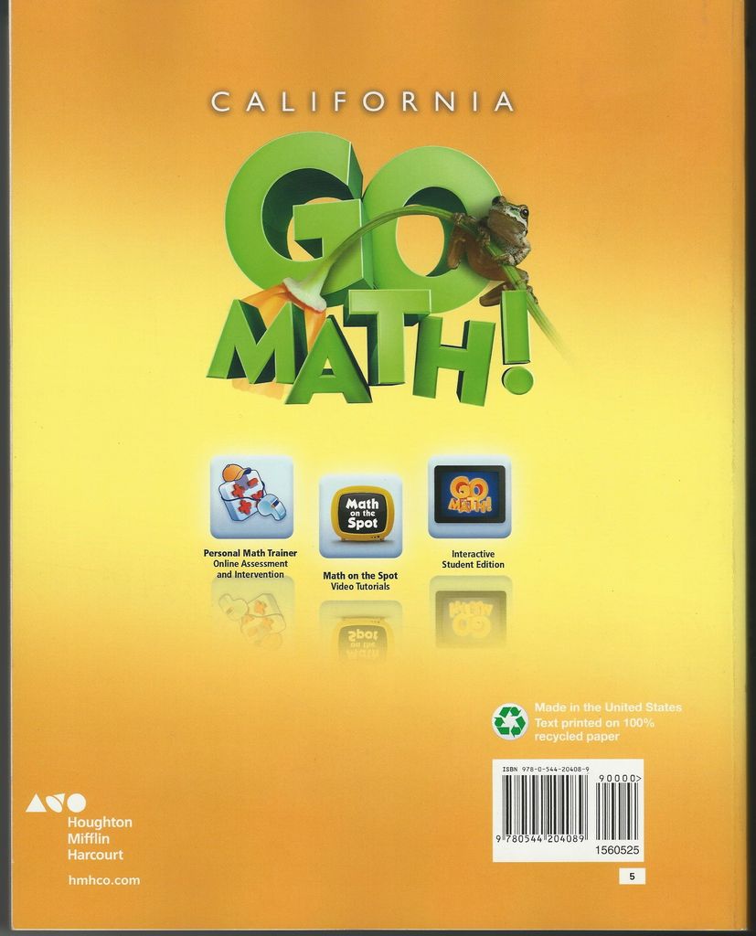 Houghton Mifflin Harcourt Go Math! California: Student Edition Grade 5