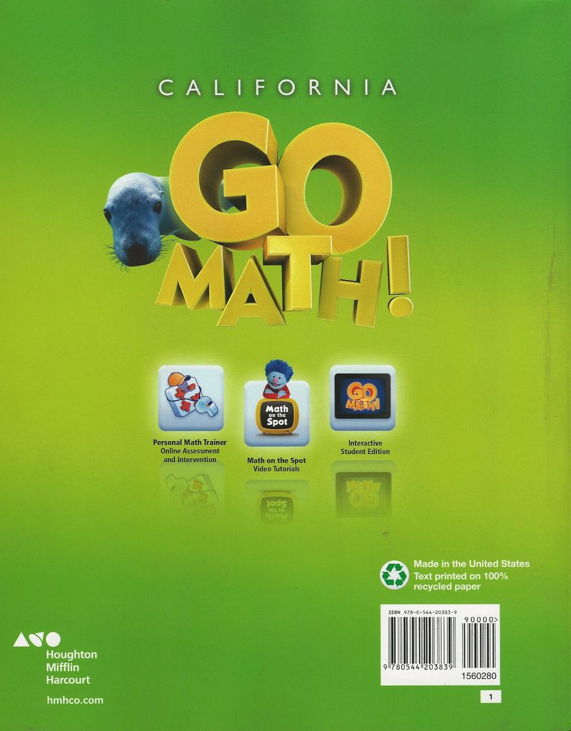 Houghton Mifflin Harcourt Go Math! California Student Edition Grade 1