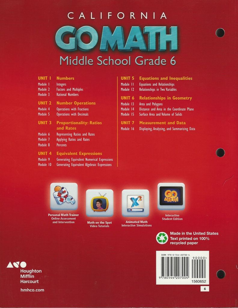Holt McDougal Go Math California Student Interactive Worktext Grade 6 2015 J C Books Holt mcdougal go math california student interactive worktext grade 6 2015 j c books