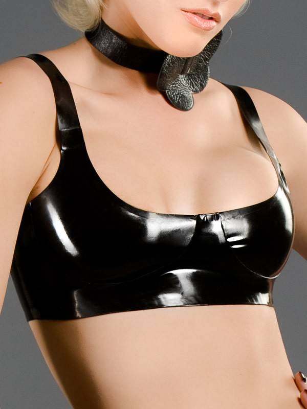 Латексный топ с вырезами для груди Latex Boobless Top Black для раскованной девушки
