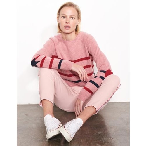 SUNDRY SUNDRY HEART AND STRIPE CREW SWEATER SUNDRY SUNDRY HEART AND STRIPE CREW SWEATER