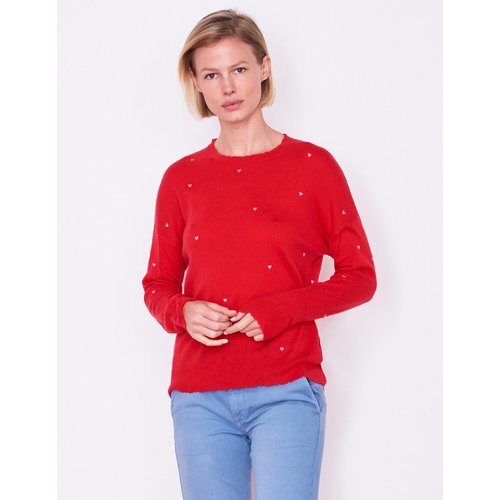 SUNDRY SUNDRY LITTLE HEARTS CREW NECK SWEATER SUNDRY SUNDRY LITTLE HEARTS CREW NECK SWEATER