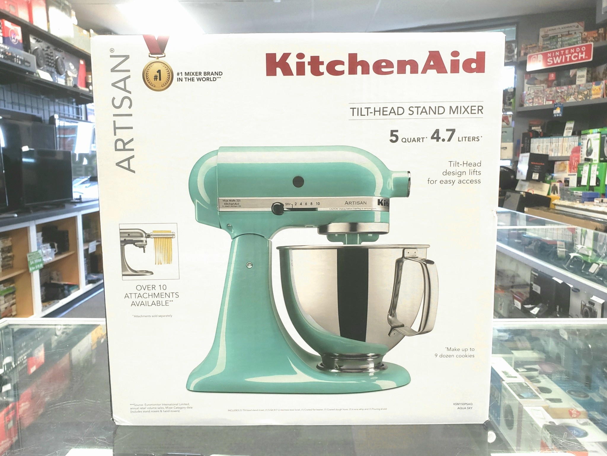 New In Box Kitchenaid Artisan 5qt Mixer Ice Blue Ksm150psaq