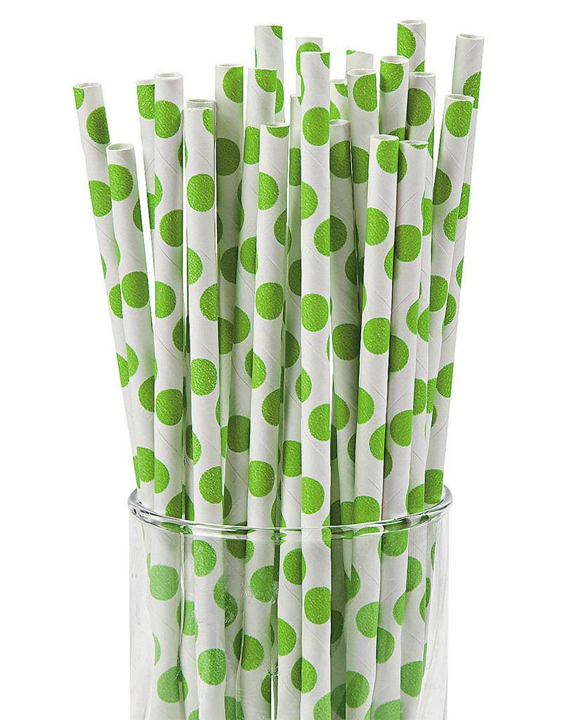 Polka Dot Lime Green Straws Watkins Party Store