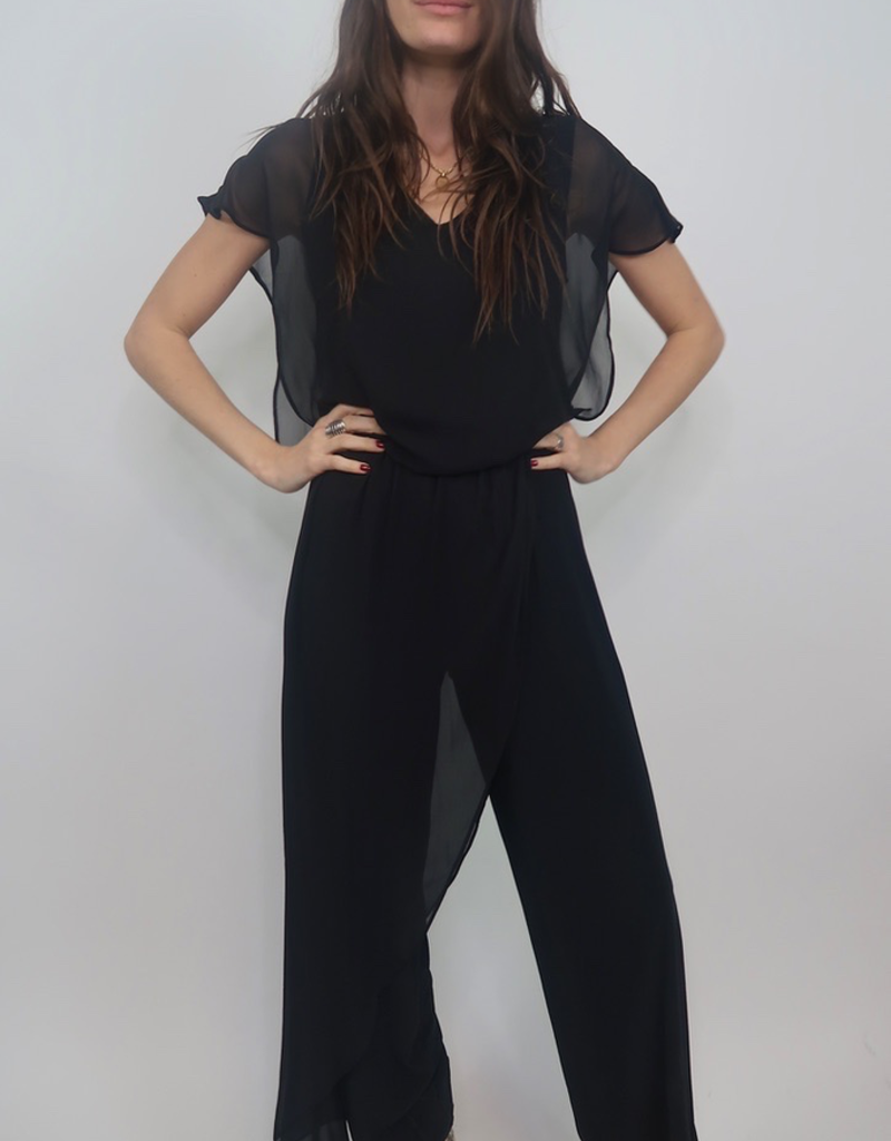 Last Tango Jumpsuit With Chiffon Overlay Rochelle's Boutique