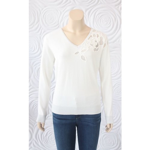 Leo Guy Leo & Ugo Top with Floral Cut Out and Silver Trim Leo Guy Leo & Ugo Top with Floral Cut Out and Silver Trim