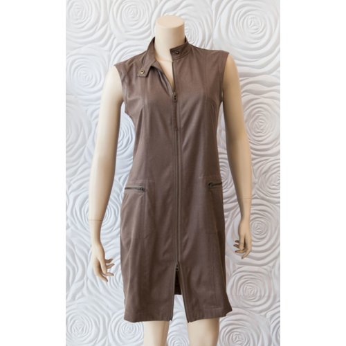 209 West 209 West Sleeveless Dress with Zipper Pockets in Mocha 209 West 209 West Sleeveless Dress with Zipper Pockets in Mocha