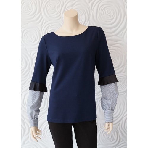 Minan Wong Minan Wong Knit Shirt Blouse with Scoop Neck Minan Wong Minan Wong Knit Shirt Blouse with Scoop Neck