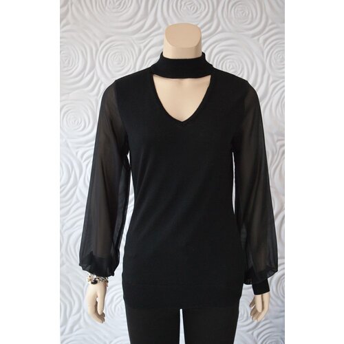 Iris Iris Merino Wool Sweater With Chiffon Sleeves Iris Iris Merino Wool Sweater With Chiffon Sleeves