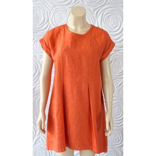 Haris Cotton Haris Cotton Short Sleeve Dress with Crew Neck and Slight Pleats Haris Cotton Haris Cotton Short Sleeve Dress with Crew Neck and Slight Pleats